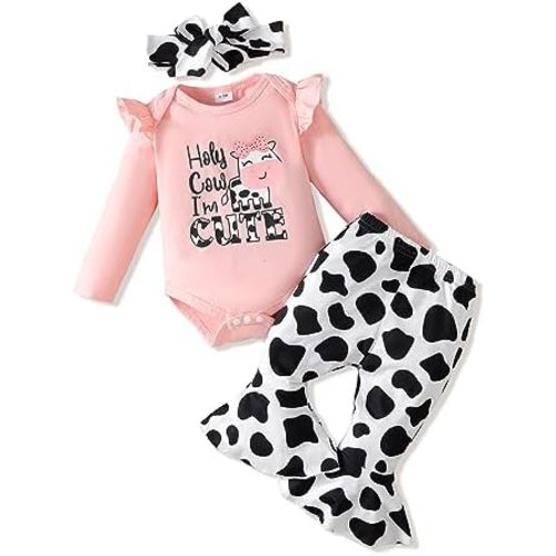 Renotemy Newborn Baby Girl Clothes Outfits Infant Romper Ruffle Floral Pants Cute Toddler Baby Girl Clothes Set