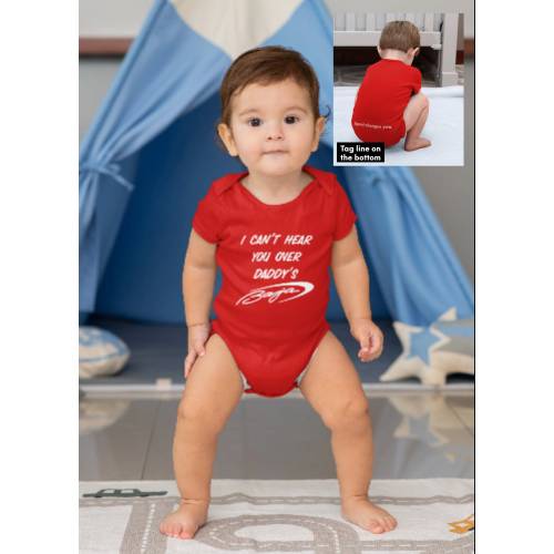 Baja Boat Baby - Loud Boat - Funny Boat Shirt - Tag Line on Back side - Infant Baby Rib Bodysuit (White Font)