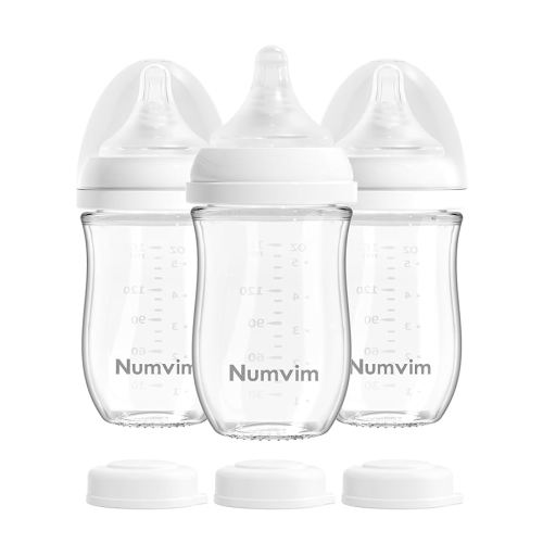 Natural Glass Baby Bottles Gentle & Extra Slow Flow, Newborn Breastfeeding Bottle with Anti Colic Nipple for 0 Months Babies, 3 Packs (White (5 Ounce), 1 Count (Pack of 3))