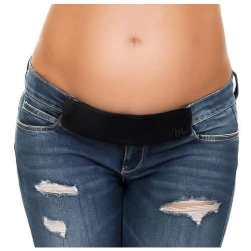 MAEBAND Maternity Belly Band for Pregnant Women — Instantly Extend Your Jeans, Pants & Shorts | Adjustable Waistband Belt Extender for Pregnancy & Postpartum | Soft & Stretchy Maternity Clothes Accessory for Comfort & Support (Medium, Midnight Black)