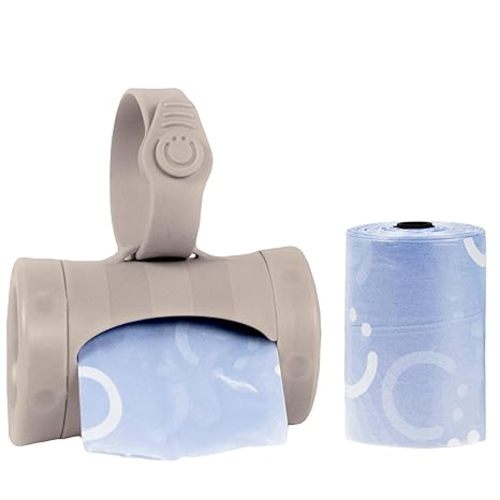 Ubbi Retractable On-the-Go Bag Dispenser for Baby Travel, Diaper Bag Accessory Must Have for Newborns, Helpful Baby Accessory, Taupe