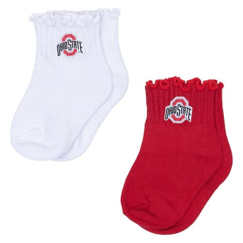 Ohio State Buckeyes ZooZatz Infant Two-Pack Lettuce Hem Tri-Blend Socks - Scarlet/White
