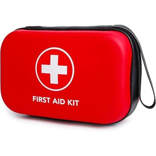 First-Aid-Kit-for-Car-Home-Travel-Camping-Businesses, Compact Waterproof Hard Case, Public Emergency Medical Kits - Perfect for Survival, Vehicle, Boat, Sports, Hiking, Office, Dorm (PUMIER)