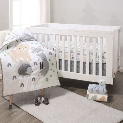 The Peanutshell 5-Piece Woodscape Baby Crib Bedding Set for Boys and Girls with Extra Sheet, Quilt and Blanket