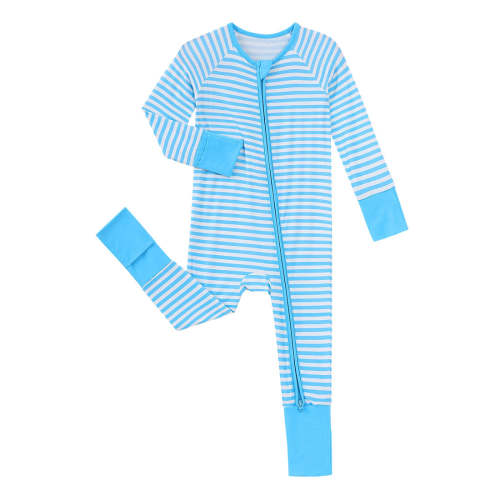 Zip Romper Pajamas Light Blue
