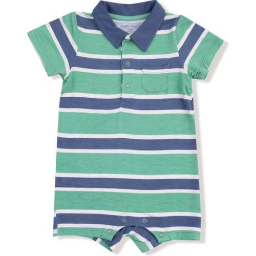 Polo Shortie, Green/Blue Stripe - Angel Dear | Maisonette
