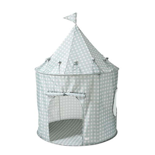 3 Sprouts Kids Play Tent Playhouse Castle with Recycled Fabric for Indoor and Outdoor Games in Gingham Blue