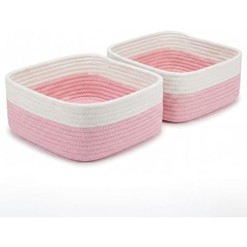 Shallow Basket, 9.7"x9.7"x4.3" Small Square Basket 2 Pack