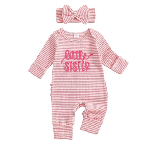 Baby Girl Newborn Clothes Little Sister Outfit Long Sleeve Romper Fall Winter Jumpsuit Infant Coming Home Outfit