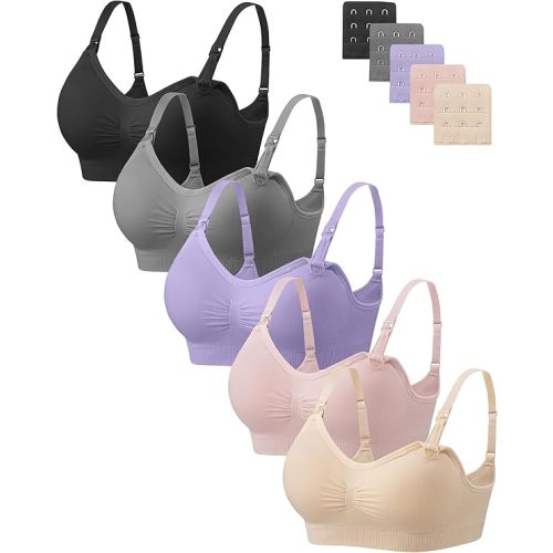 Angelhood Women Nursing Bras for Breastfeeding 5 Pack, Maternity Sleep Bra