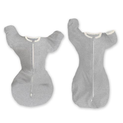 SwaddleDesigns Baby Transitional Swaddle Sack, Arms Up Elbow Length Sleeve Wearable Blanket - Heathered Gray 0-3m