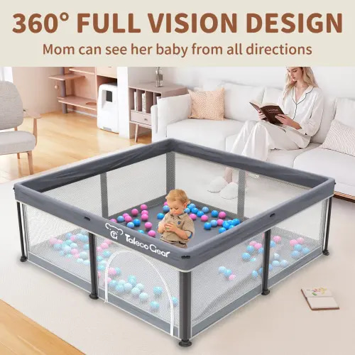 Foldable Baby Playpen with Mat- Breathable Playpen for Babies & Toddlers with Gate, 50 Ocean Balls & Portable Travel Design - TikTok Shop