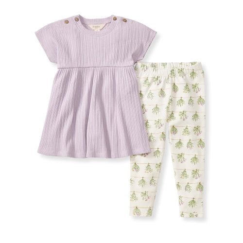 Burt's Bees Baby baby-girls Short Sleeve Top and Leggings Set, Outfit Bundle, 100% Organic Cotton