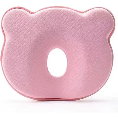 Soft Memory Foam Baby Changing Station Support pad for Infant,Removable Cover, Portable Travel Cushion with Bear Cover – Comfortable Head Support for Kids, Breathable and Washable (Pink)