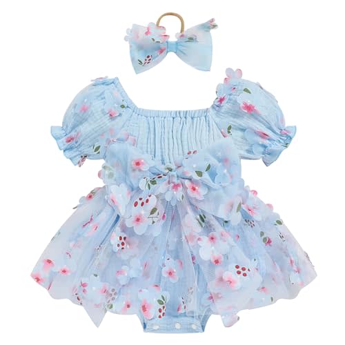 Baby Girl Romper Dress Infant Linen Tulle Bodysuit Puff Sleeve Summer Outfits With Headband Cake Smash Clothes
