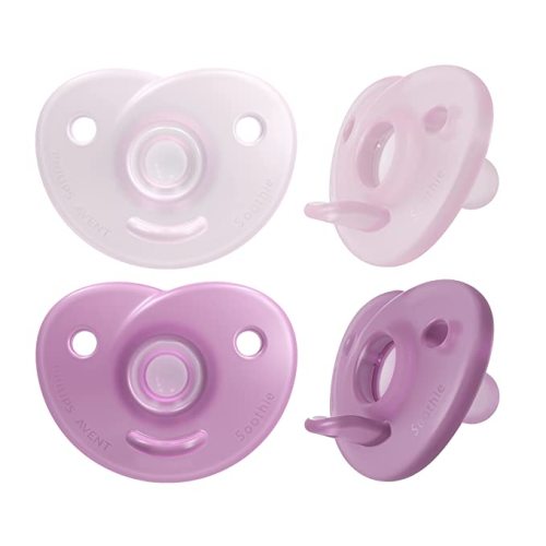 Philips AVENT Soothie Heart Pacifier, 0-3 Months, Pink/Light Pink, 4 Pack, SCF099/42 - 0-3m