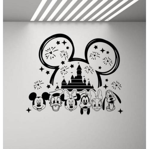Mickey and Friends Wall Decal Vinyl Sticker Mickey Ears Castle Wall Art Gift Kids Wall Decor Baby Nursery Poster Sign Stencil Mural 3188