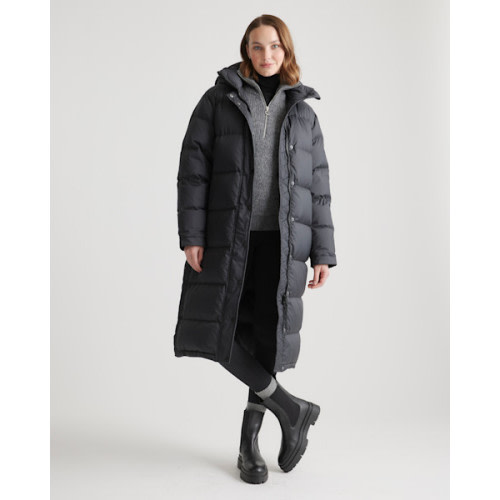 Responsible Down Long Puffer Jacket in Black