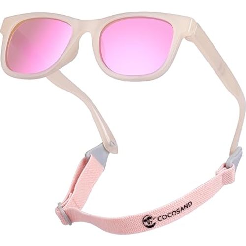 COCOSAND Flexible Baby Sunglasses with Strap Polarized UV Protection for Toddler Infant Newborn Boy Girl Age 0-24 Months