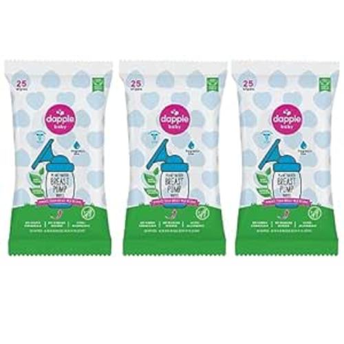 Amazon.com: Breast Pump Wipes by Dapple Baby, 25 Count (Pack of 3), Fragrance Free, Plant Based & Hypoallergenic Breast Pump Wipes - Removes Milk Residue, Leaves No Taste - Convenient Wipes Pouch : Baby