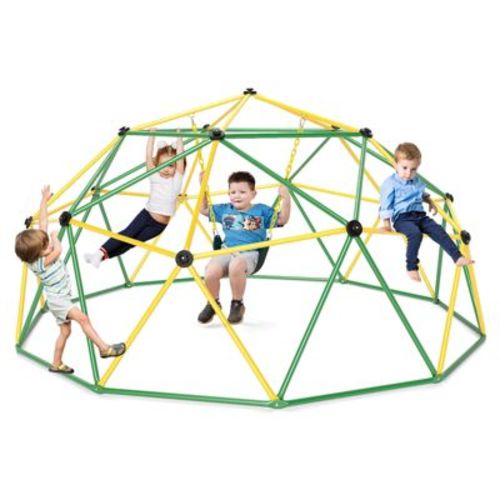 Costway 10 FT Climbing Dome with Swing Outdoor Kids Play Jungle Gym