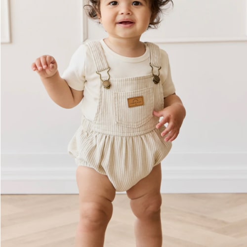Pax Playsuit - Fine Vertical Stripe Sandy Brown/Cloud – Jamie Kay USA