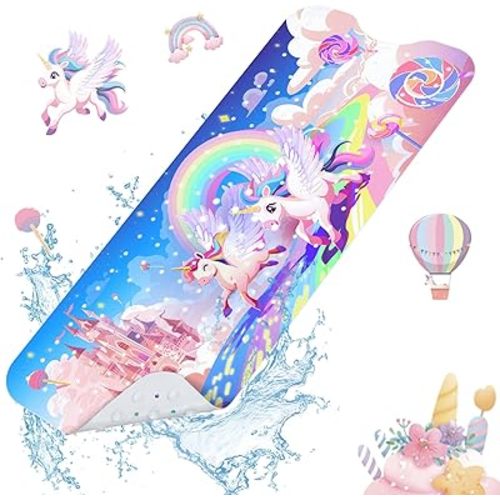 SHUCHING Unicorn Baby Bath Mat for Tub Non Slip for Girl-40x16 Inch