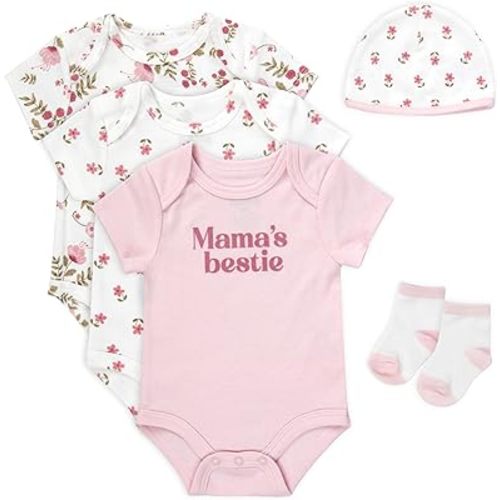 Baby Essentials Baby Girls 5 Piece Bodysuit Set