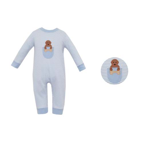 Labs Blue Stripe Knit Stripe Romper