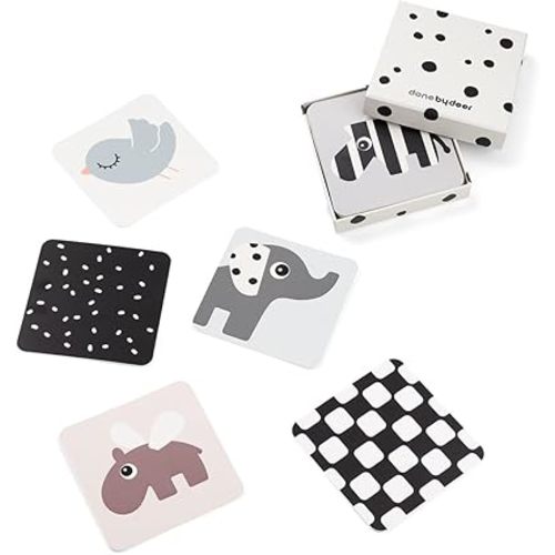 Done by Deer Baby Contrast Cards 10-Pack – Elphee – Visual Stimulation for Newborns – High Contrast Development Cards for Tummy Time & Early Learning – Colour Mix