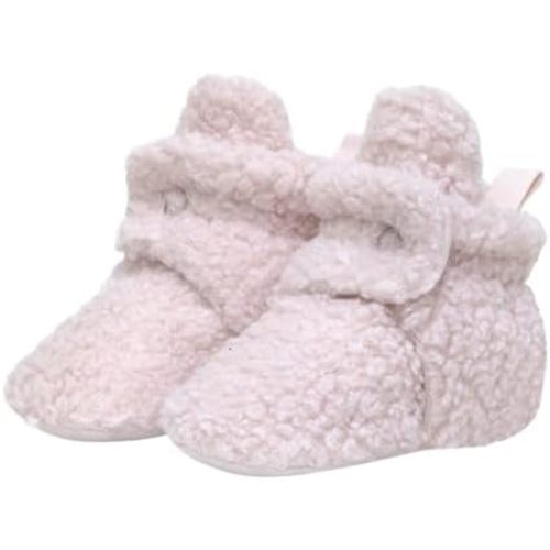 Robeez Baby Girls and Boys Crib Fleece Sherpa Snap Booties with Slip-Resistant Soles for Infant and Toddler, 0-18 Months