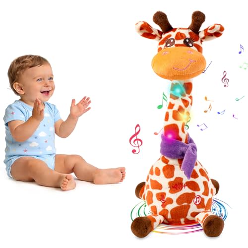 Dancing Giraffe Toy, Talking Giraffe Baby Toys Stuffed Animals | Glowing Musical Giraffe Repeating What You Say, Singing Giraffe Birthday/Easter Gifts for Kids Toddlers 1-3 Years Old