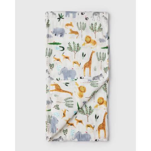 Baby Muslin Swaddle in Tanboocel® Viscose from Bamboo - Safari Jungle