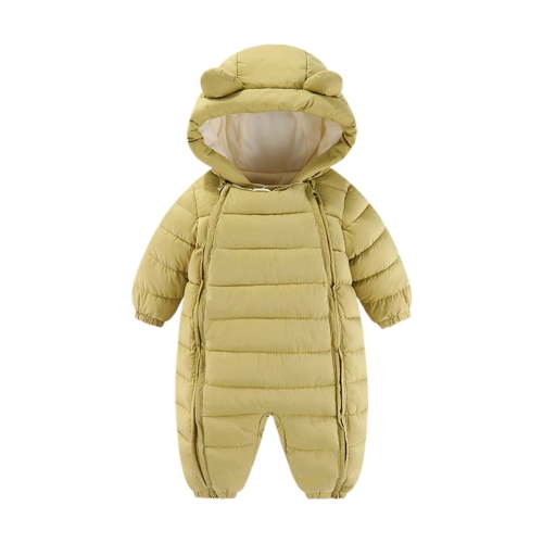 Xijirk Girls Down Coat Winter Warm Hooded Jacket Outerwear For Baby Toddler Snowsuit Jumpsuit(Color:Yellow,Size:6-12 Months)