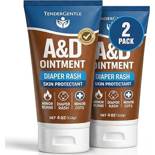 Vitamin A&D Ointment for Baby Diaper Rashes - 4 oz Tube, 2 Pack - A and D Ointment for Adults, Seniors, and Babies