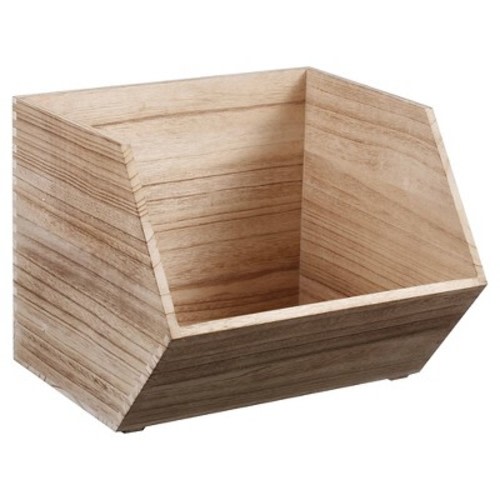 Stackable Wood Toy Storage Bin Natural - Pillowfort™, Size: Large