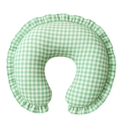 Green Gingham Ruffle Nursing Pillow Cover