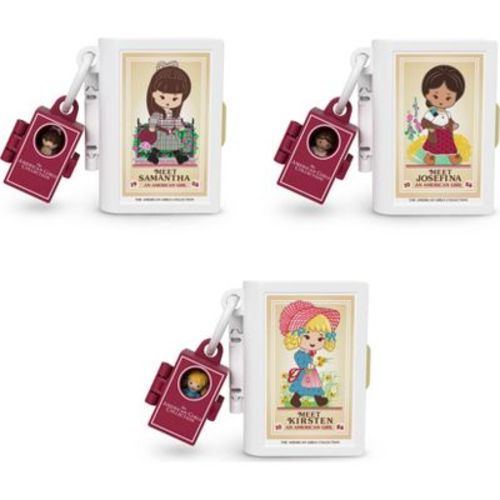 Polly Pocket x American Girl Dolls Playset 3pk with Keychain Samantha Kirsten and Josefina