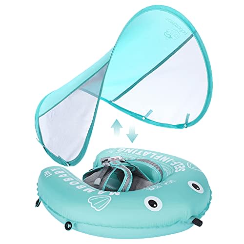Mambobaby Newest Compressible Folding Baby Self-Inflating Float with Sun Canopy – Green