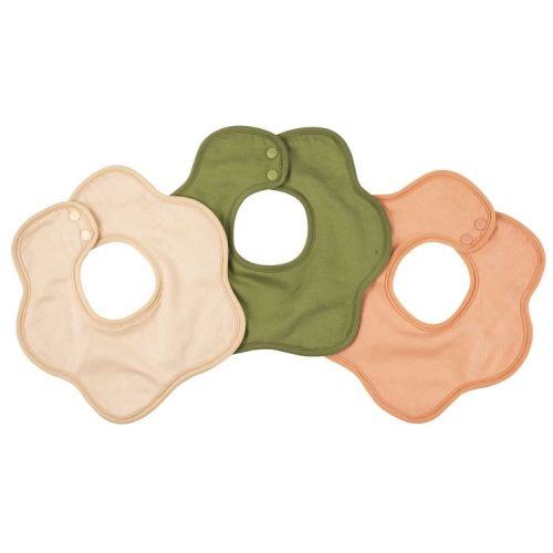 Tiny Twinkle Roundabout Baby Drool Bibs 3-Pack, 360 Rotating Waterproof and Absorbent Teething Bibs (Light Natural Set 3-Pack)