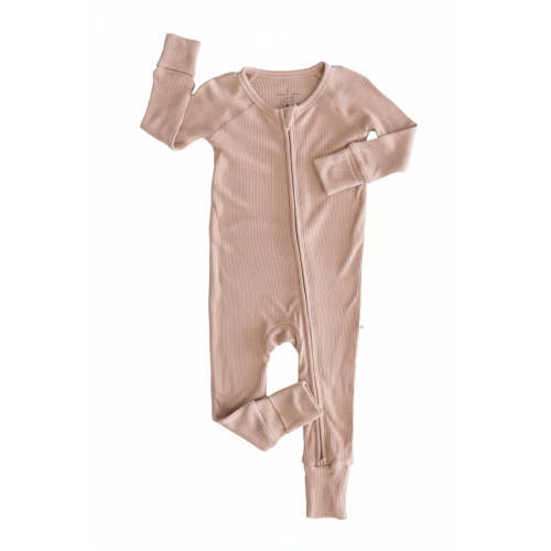 Embroidered Bamboo Waffle Convertible Zip Romper | Cocoa