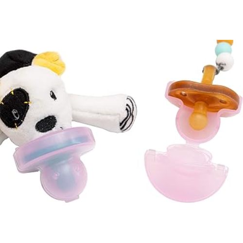 The Keepsie Pacifier Cover – Compatible with Pacifiers, Paci Clips & Plush Attachments | BPA-Free Travel Case | Pink, 2-Pack