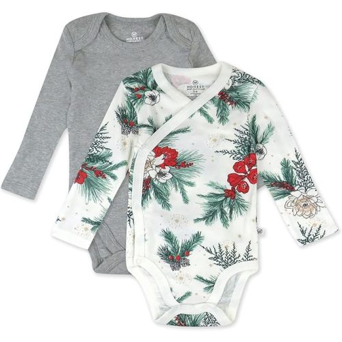 HonestBaby Multipack Long Sleeve Bodysuits One-piece 100% Organic Cotton for Infant Baby Boys, Girls, Unisex