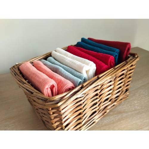 Organic Muslin Face Cloths, GOTS Cotton Gauze Washcloths, Reusable Thick Baby Wipes