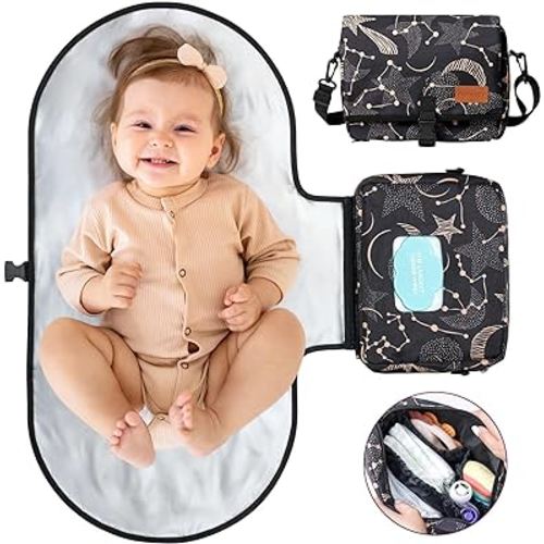 Momcozy 2-in-1 Diaper Changing Pad - Extra-Large Portable Diaper Pad 31.4x15.7 inch - Waterproof and Foldable for Newborns to Toddlers - Also Used As Adjustable Shoulder Bag with Wipes Pocket
