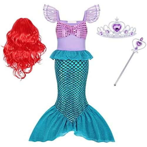 Mermaid Costume Girls Princess Dress Up Halloween Outfits Christmas Gift