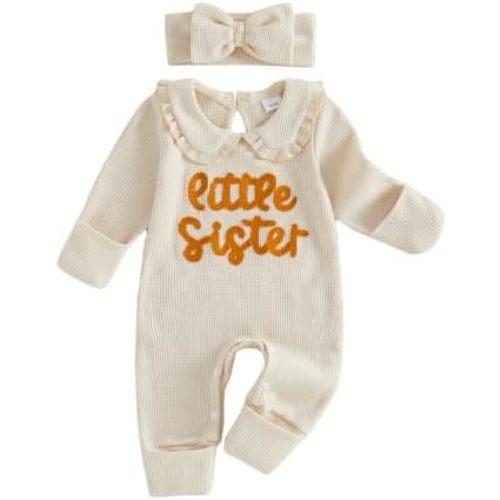 Newborn Baby Girl Fall Outfit Romper Jumpsuit Infant Waffle Clothes