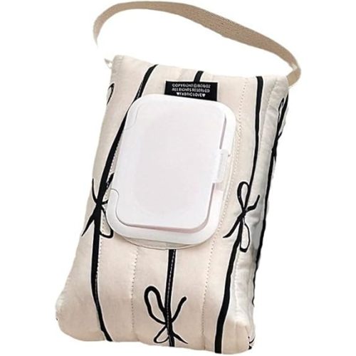 REDYY Sturdy Cotton Wet Wipe Storage Pack Quilted Bowknot Stripe Designs Soft Travel Tissue Holder for On The Way Moms Wipes Storage Cases
