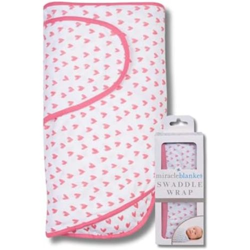 Miracle Blanket Swaddle Wrap, Baby Swaddle for Newborns, Coral Hearts