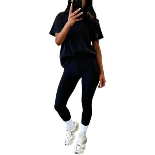 Women's 3 Piece Loungewear Set Soft & Stretchy Loose T Shirt with Shorts & Long Pants